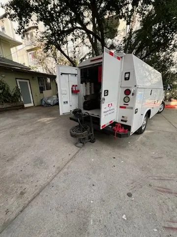 Magnet Plumbing service vehicle on-site for Water Heater Repair in The Greater Corona Village